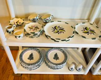 Vintage Blue Ridge Southern Potteries “Wild Cherries” dishes (24 pcs.), Furio Xmas dishes & S+P set (Italy) 