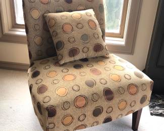 Mod slipper chair with pillow (30” wide at front, 34” high at back) 