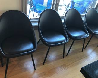 Set of 4 dark brown vegan leather dining chairs with metal legs 