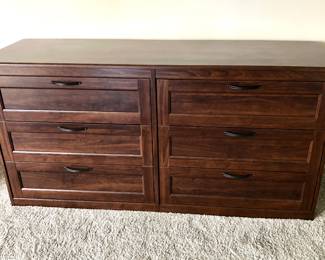 Faux wood 6-drawer dresser (63”L, 20”D, 31”H)