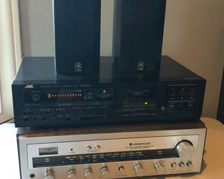 Kenwood KR-2600 AM FM stereo receiver, JVC KD-VR320 stereo cassette deck, pair of Yamaha bookshelf speakers (NS-AP2800BLS)