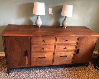 Room & Board Linear file storage cabinet in walnut (67”L, 20”D, 32”H) * Bright spots on front are sun reflections 