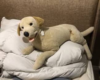 Giant plush dog, Eddie Bauer king size down comforter