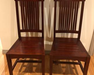 Pair of highback wooden chairs 