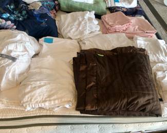 Quality bed linens including Royal Velvet blanket, king sheets by Quince (linen), Parachute & Brookstone, some queen sheets, IKEA duvet covers & more