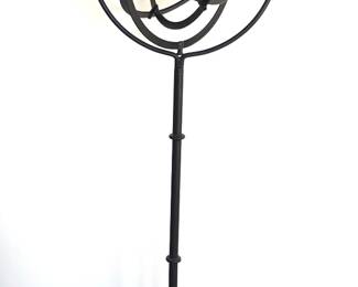 Decorative armillary sphere with zodiac signs on center orb (62” tall, 15” diameter weighted base) 
