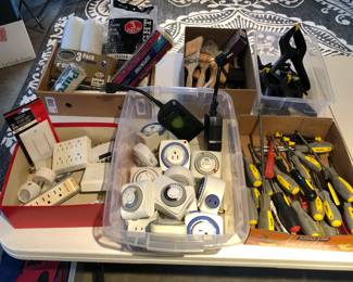 Timers, outlets, screwdrivers, paint brushes & rollers