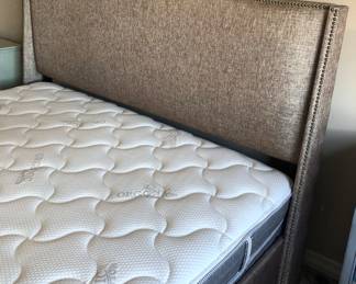 Sparrow & Wren Myers king size bed  - fabric covered headboard with nailhead trim (83”L, 81.5”W,  44” high at center)