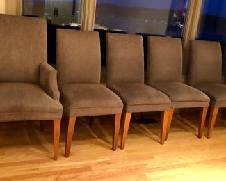 Set of 6 upholstered dining chairs by Mitchell Gold for Restoration Hardware (2 armchairs & 4 side chairs)
