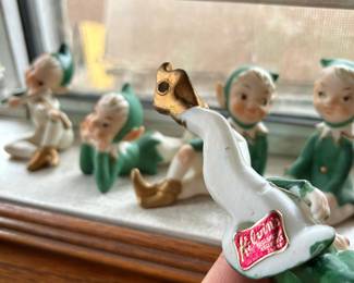 Vintage Japan Kelvin's porcelain green and white elves