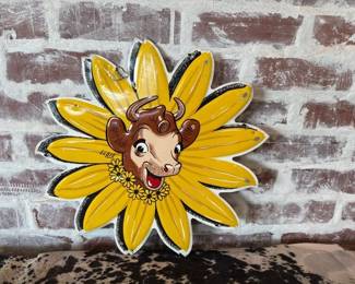 BORDEN DAIRY SUNFLOWER METAL SIGN