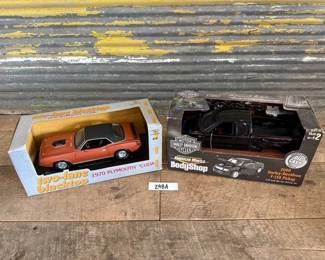 1970 PLYMOUTH, 2000 HARLEYDAVIDSON DIE CAST COLLECTIBLE TOYS