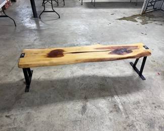 WOOD SLAB BENCH