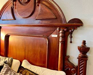 LARGE QUEEN BED WITH EASTLAKE INSPIRATION.