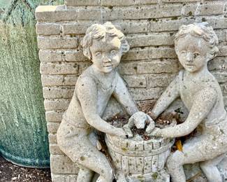 TURQUOISE POT FROM CALLOWAYS, LARGE STATUARY.