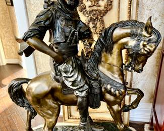 "LARGE ARAB ON HORSE" BRONZE BY BARYE.  FANTASTIC DETAIL.  SO COOL!