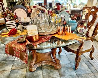 INTO THE BREAKFAST ROOM WE GO!  GLASS TOP BREAKFAST TABLE WITH 4 CHAIRS.