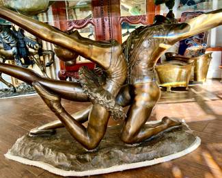 LARGE BRONZE BALLET TABLE!  MORE VIEWS BELOW.  BEAUTIFUL!