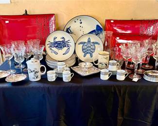 ASIAN OCEAN BOARD!  LOVE THE RED AND BLACK ASIAN PLATTERS.