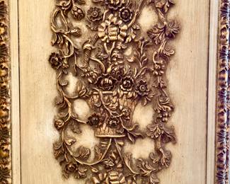 WE HAVE THREE FRENCH STYLE FLORAL BASKET WALL PANELS.