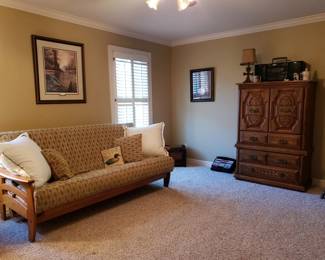 Futon has 75 in. long seating/sleeping cuahion