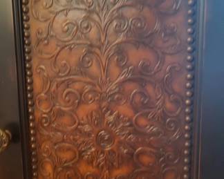 A close look at one of the cabinet's doors
