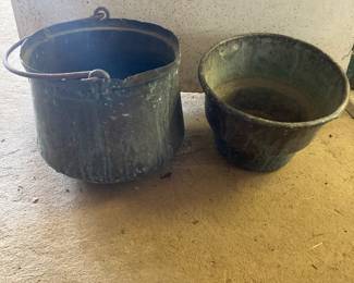 Antique copper pots