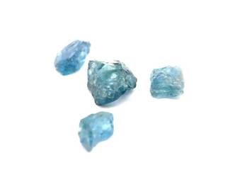 19 Carat Aquamarine; Rough Cut Assorted Set of 4 Loose Stones