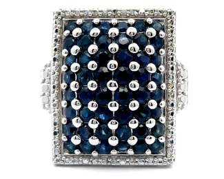 NEW! Blue Sapphire Rectangular Geometric Ring