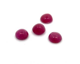 2.84 Carat Ruby; 5mm Round Cabochon - Set of 4 Loose Stones