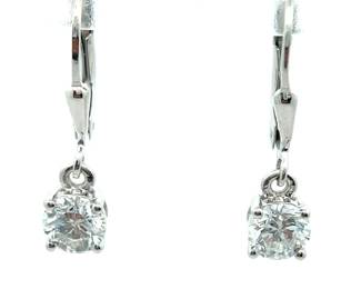 NEW! 1.20 Carat Diamond Solitaire Leverback Drop Earrings