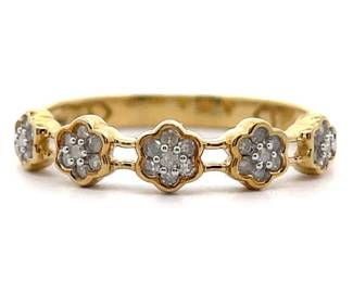 NEW! 0.16 Carat Diamond Flower Cluster Open Rail Ring in Yellow Gold
