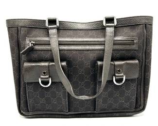 Gucci Dark Brown GG Canvas x Leather Shoulder Bag