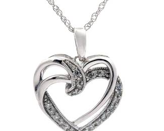 NEW! 0.25 Carat Diamond Double Ribbon Heart Pendant
