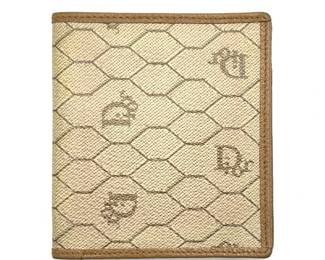 Christian Dior Brown Honeycomb PVC x Leather Bifold Wallet