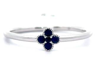 NEW! 0.11 Carat Blue Sapphire Cluster Flower Ring in 14k White Gold