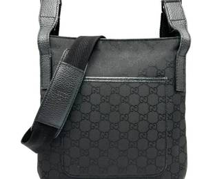 Gucci Black GG Nylon x Leather Crossbody