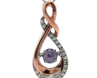 Pavé Diamond & Amethyst in Motion Double Infinity Love Knot Pendant in Two-Tone