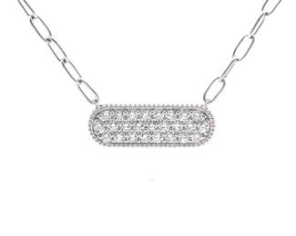 NEW! 1.50 Carat Pavé Diamond Paperclip Pendant Necklace