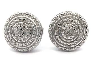 Round Diamond Medallion Stud Earrings