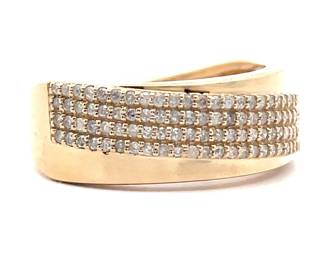 NEW! 0.50 Carat Pavé Natural Diamond Crossover Ring in Yellow Gold