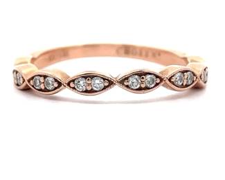 Dainty 0.16 Carat Diamond Leaf Stacking Ring in 14k Rose Gold