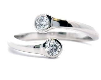 NEW! 0.30 Carat Diamond Two-Stone Bezel Coiled Wrap Ring