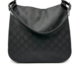 Gucci Black GG Nylon x Canvas Shoulder Bag