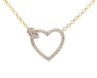 NEW! 1.33 Carat Pavé Diamond Open Heart Halo Pendant Necklace