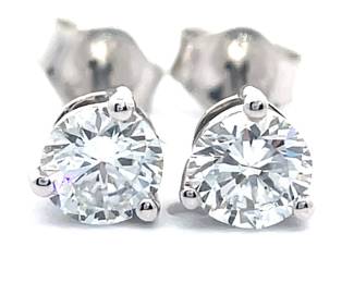 NEW! 0.66 Carat Diamond Solitaire Stud Earrings in 14k White Gold