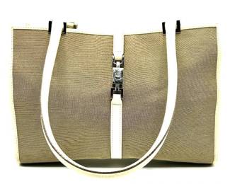 Gucci Brown x Ivory Jackie Canvas x Leather Tote Bag