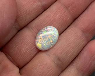 3.61 Carat White Opal; 16x12mm Oval Cabochon Cut