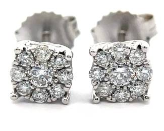 NEW! 0.50 Carat Diamond Round Flower Cluster Stud Earrings