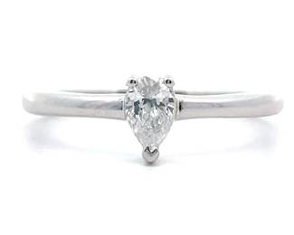 Classic 0.25 Carat Diamond Pear Solitaire Ring in 14k White Gold